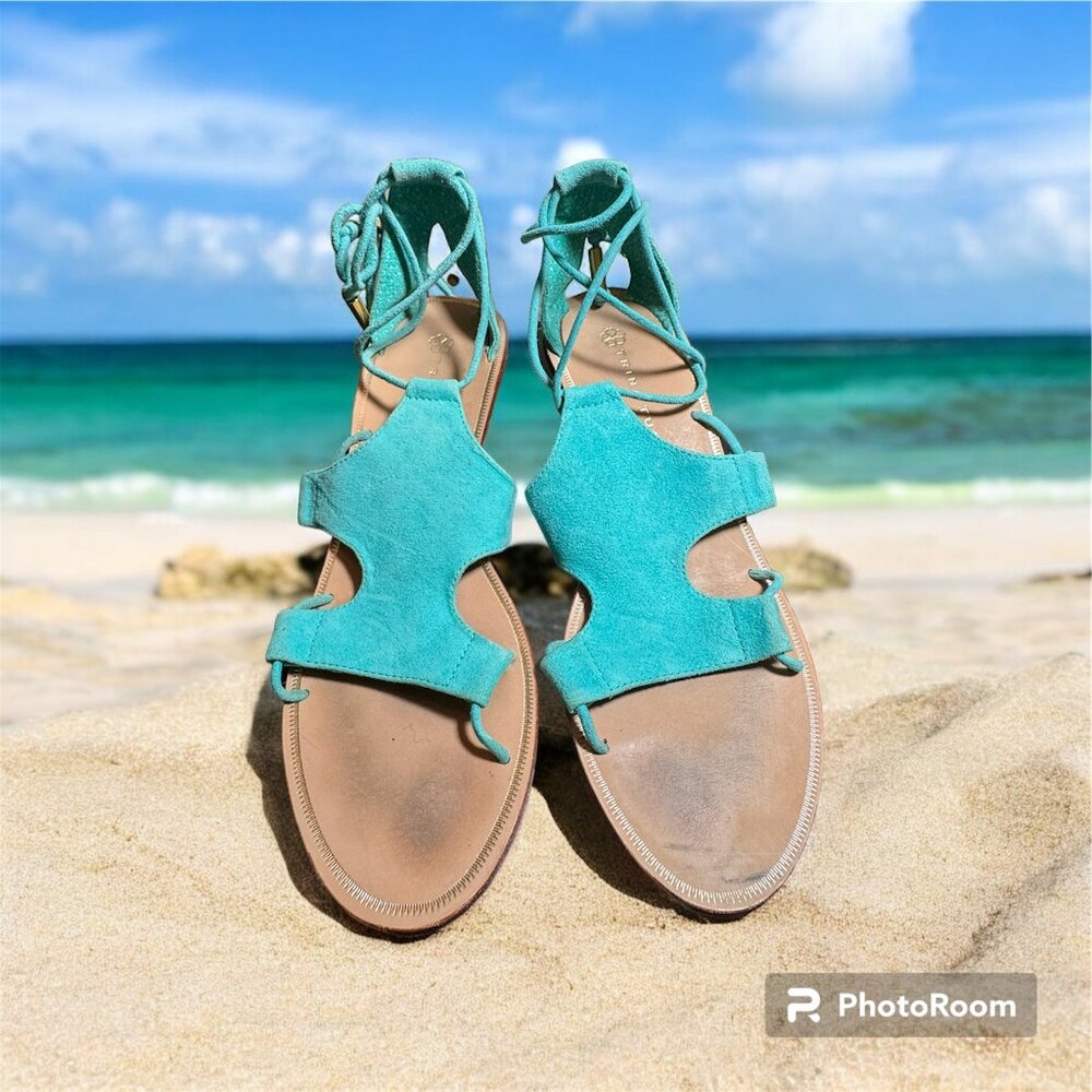 Trina Turk blue ankle lace up sandals size 7M